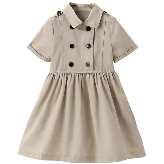 Kids Summer Clothing Beige Korean Style Children Shirt Girls' Dress Medium And Large Children's Dress Children Shirt - AMIR BAGS INDIA PRIVATE LIMITED