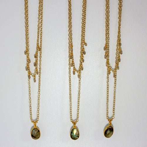 Labradorite Layered Pendant and Beads Necklace - AMIR BAGS INDIA PRIVATE LIMITED