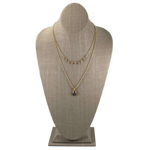 Labradorite Layered Pendant and Beads Necklace - AMIR BAGS INDIA PRIVATE LIMITED