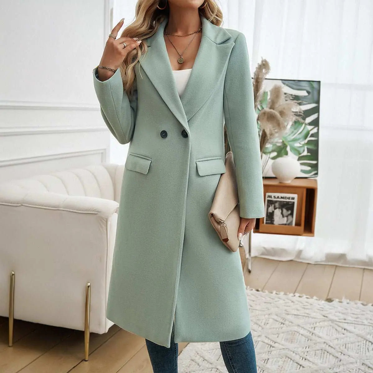 Lady Temperament Commuting Turn - down Collar Coat - AMIR BAGS INDIA PRIVATE LIMITED