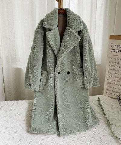 Lapel Lamb Fleece Coat With Pockets Faux Fur Coat Winter Warm Thickening Long Windbreaker Women's Clothing - AMIR BAGS INDIA PRIVATE LIMITED