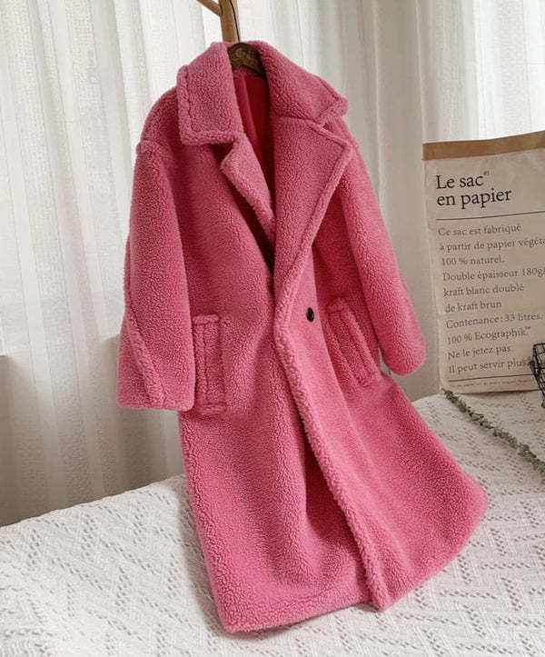 Lapel Lamb Fleece Coat With Pockets Faux Fur Coat Winter Warm Thickening Long Windbreaker Women's Clothing - AMIR BAGS INDIA PRIVATE LIMITED