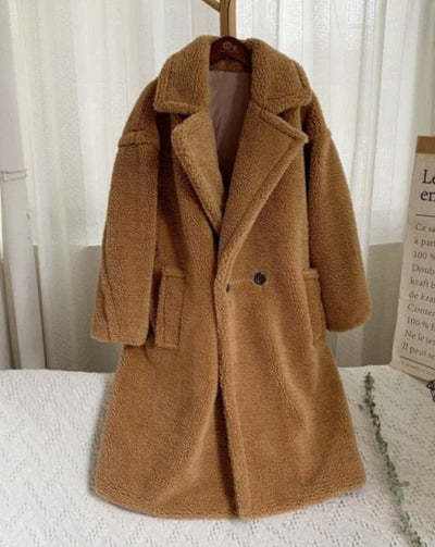 Lapel Lamb Fleece Coat With Pockets Faux Fur Coat Winter Warm Thickening Long Windbreaker Women's Clothing - AMIR BAGS INDIA PRIVATE LIMITED