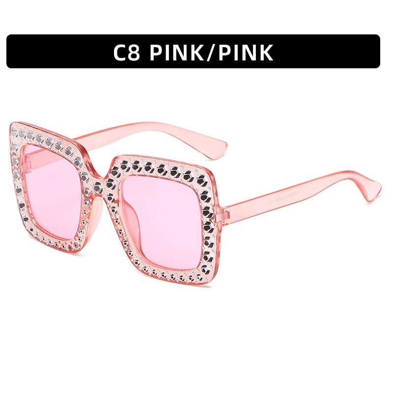 Large Square Frame With Rhinestones Sunglasses Personality Street Style Fashion Glasses Summer - AMIR BAGS INDIA PRIVATE LIMITED