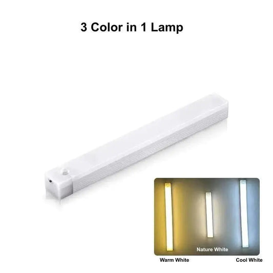 LED Motion Sensor Night Light Rechargeable Induction Bar Light Portable Cordless Magnetic Cabinet Lamp for Kitchen Room Bedside - AMIR BAGS INDIA PRIVATE LIMITED