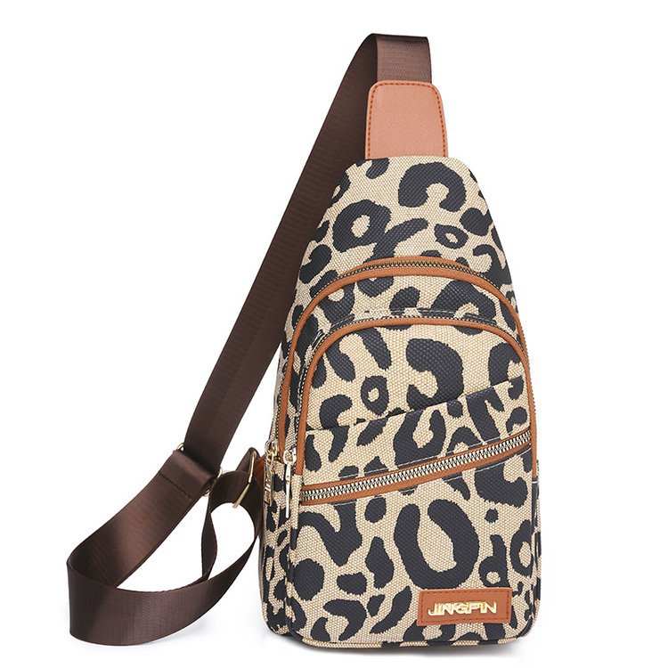 Leopard Print Sling Chest Bag With Headphone Jack Crossbody Backpack Shoulder Bag Women - AMIR BAGS INDIA PRIVATE LIMITED