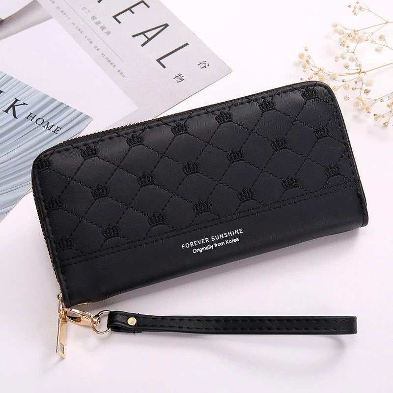 Long Crown Embroidery Thread Single Zip Clutch Wallet Women - AMIR BAGS INDIA PRIVATE LIMITED