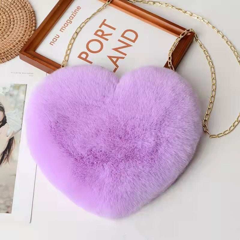 Love Bags For Women Plush Chain Shoulder Bags Valentine's Day Party Bag - AMIR BAGS INDIA PRIVATE LIMITED