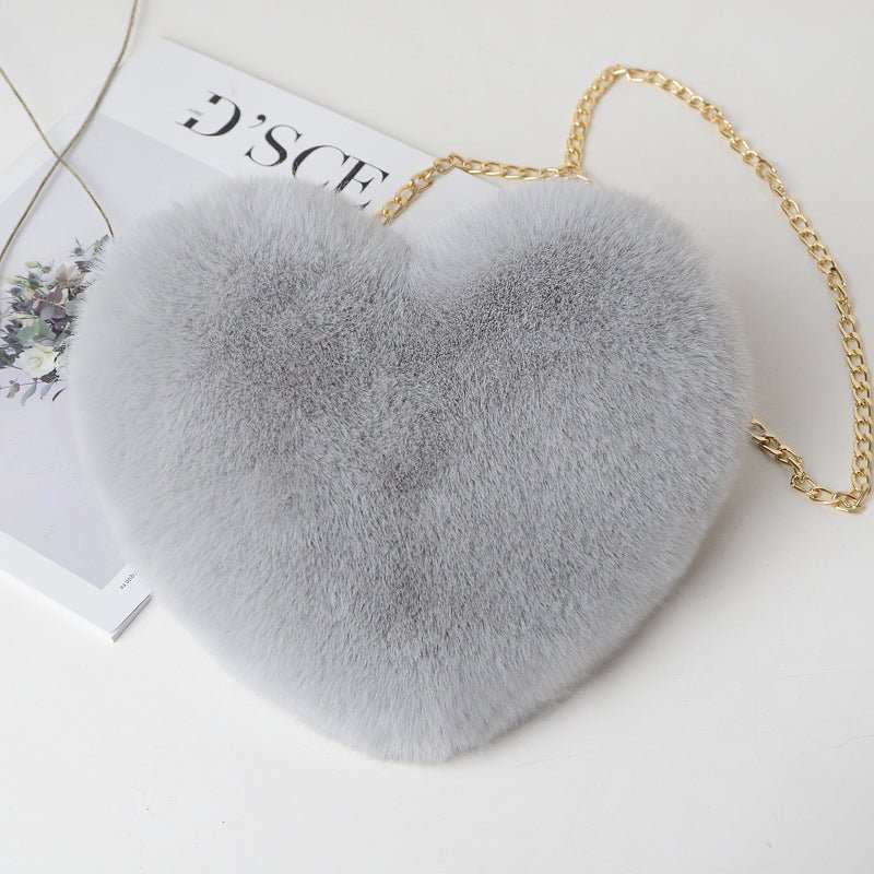 Love Bags For Women Plush Chain Shoulder Bags Valentine's Day Party Bag - AMIR BAGS INDIA PRIVATE LIMITED