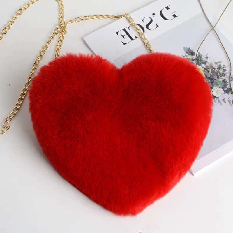 Love Bags For Women Plush Chain Shoulder Bags Valentine's Day Party Bag - AMIR BAGS INDIA PRIVATE LIMITED