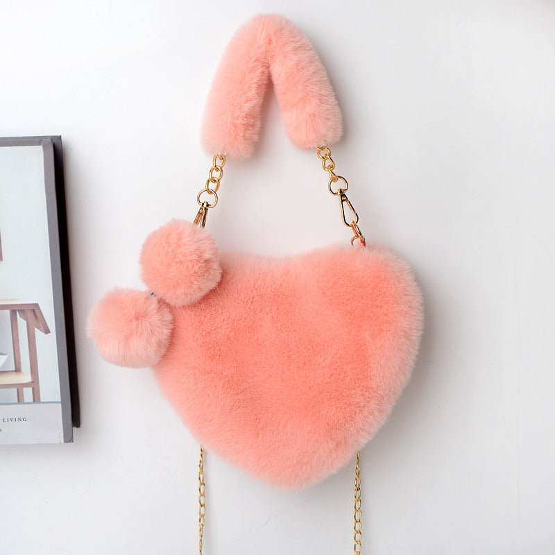 Love Bags Soft Plush Handbags Women Valentine's Day Party Bag - AMIR BAGS INDIA PRIVATE LIMITED
