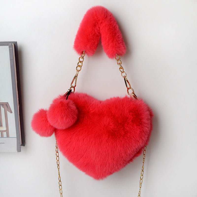 Love Bags Soft Plush Handbags Women Valentine's Day Party Bag - AMIR BAGS INDIA PRIVATE LIMITED