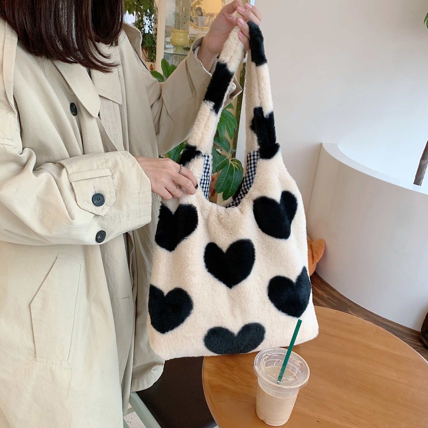 Love Heart Shoulder Bags Double Side Used Winter Underarm Bag Women - AMIR BAGS INDIA PRIVATE LIMITED