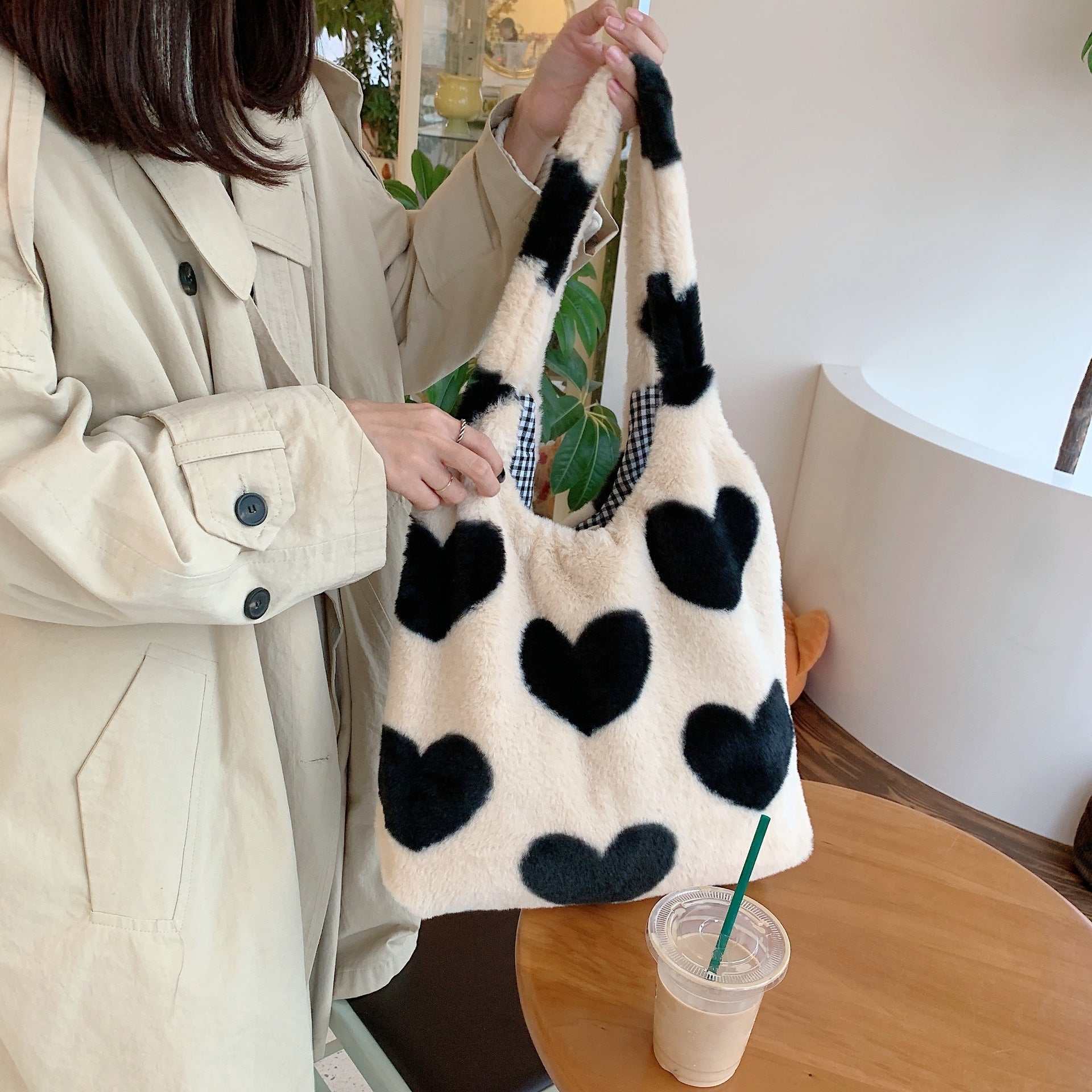Love Heart Shoulder Bags Double Side Used Winter Underarm Bag Women - AMIR BAGS INDIA PRIVATE LIMITED