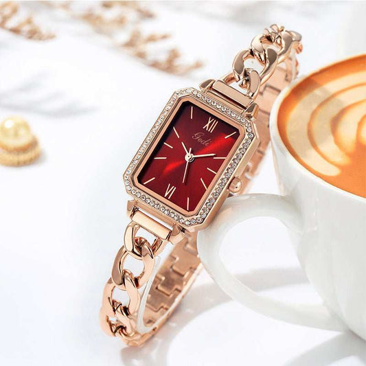 Luxury Rhinestone Denim With Small Green Watch - AMIR BAGS INDIA PRIVATE LIMITED