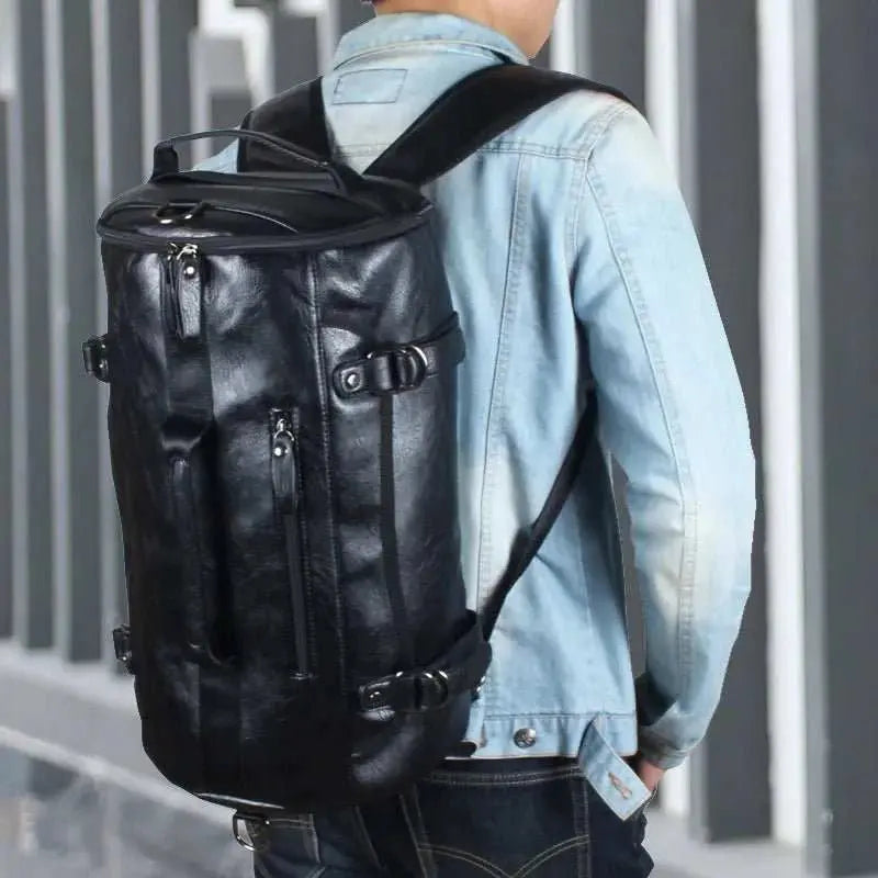 Men Leather Bucket Backpack Multifunctional Travel Bag Large Capacity Luggage Male Backpacks Travel Shoulder Bags XA607ZC - AMIR BAGS INDIA PRIVATE LIMITED