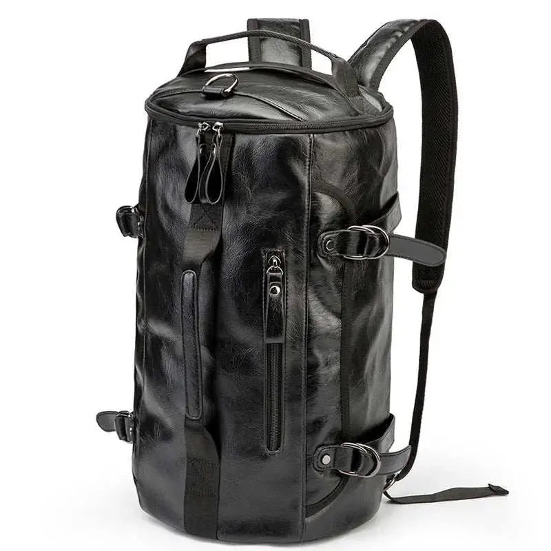 Men Leather Bucket Backpack Multifunctional Travel Bag Large Capacity Luggage Male Backpacks Travel Shoulder Bags XA607ZC - AMIR BAGS INDIA PRIVATE LIMITED