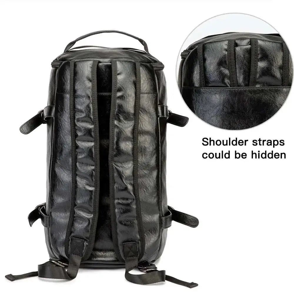 Men Leather Bucket Backpack Multifunctional Travel Bag Large Capacity Luggage Male Backpacks Travel Shoulder Bags XA607ZC - AMIR BAGS INDIA PRIVATE LIMITED