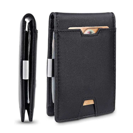 Men's Card Holder Fiber Leather Money Clip Wallet - AMIR BAGS INDIA PRIVATE LIMITED
