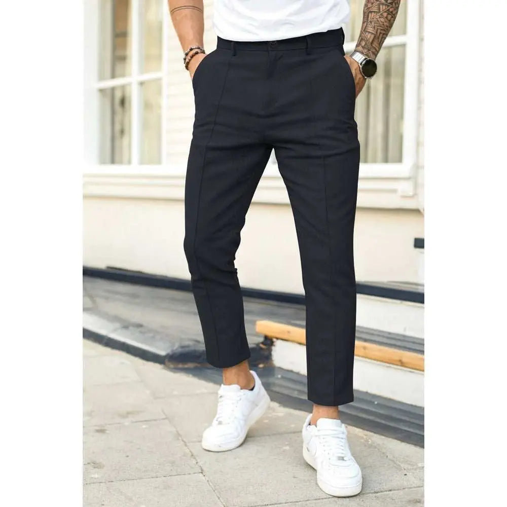 Men's Double Fold Line Solid Color Casual Suit PantsProduct information:Color: light gray, dark gray, black, dark red, dark green, dark blue Style: pencil pants/leggings Fabric name: Cotton Applicable scenarios: LeisuDropshipmanAMIR BAGS INDIA PRIVATE LIMITEDnull