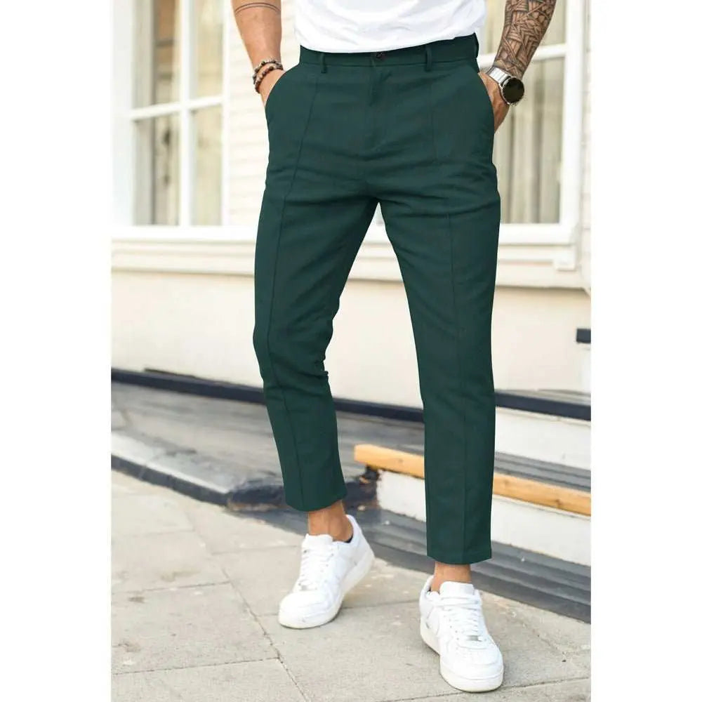 Men's Double Fold Line Solid Color Casual Suit PantsProduct information:Color: light gray, dark gray, black, dark red, dark green, dark blue Style: pencil pants/leggings Fabric name: Cotton Applicable scenarios: LeisuDropshipmanAMIR BAGS INDIA PRIVATE LIMITEDnull