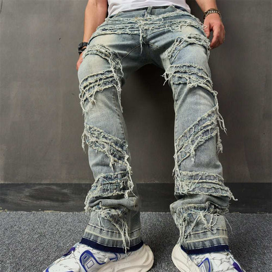 Men's Fashion Cat Beard Sewing Cloth Loose Wide Leg PantsProduct information:Elastic: medium elastic Size: XS,S,M,L,XL,XXL Fabric name: denim Applicable scenarios: Leisure Main fabric composition: Cotton Applicable Gender:DropshipmanAMIR BAGS INDIA PRIVATE LIMITEDnull