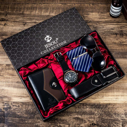 Men's Gift Suit Exquisite Packaging Watch Belt Tie Wallet Simple Combination Suit - AMIR BAGS INDIA PRIVATE LIMITED
