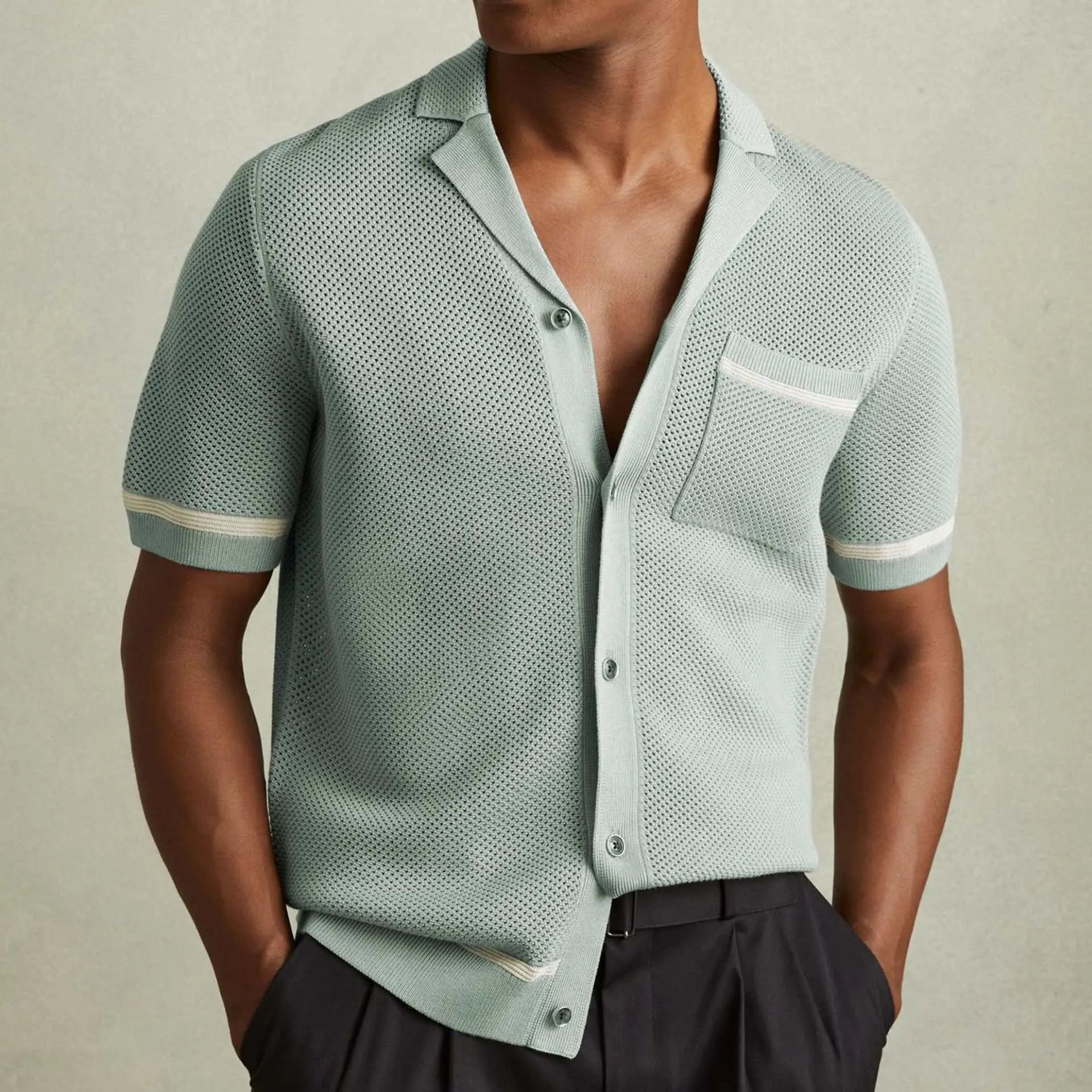 Men's Knitwear Summer Cuban Collar Short Sleeve Polo ShirtProduct information:Pattern: solid colorColor: gray, green, blueDetails of clothing style: flockingSize: M,L,XL,2XL,3XLVersion: RegularThickness: thinFabric name: TeDropshipmanAMIR BAGS INDIA PRIVATE LIMITEDnull