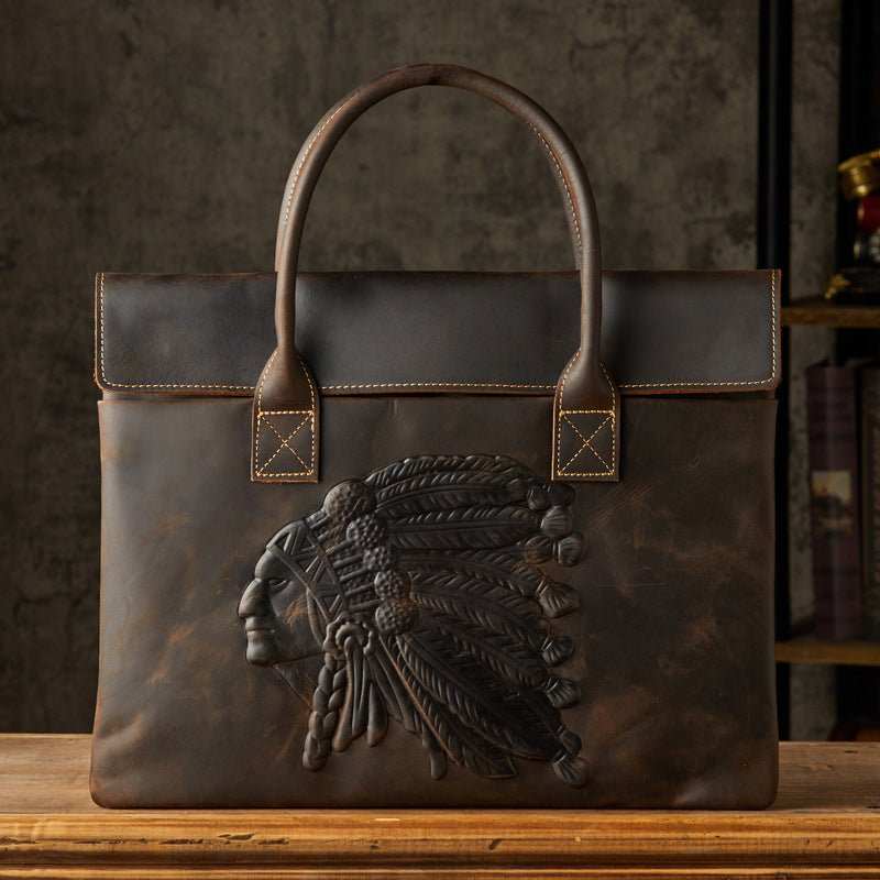Men's Leather Business Casual Lightweight Briefcase - AMIR BAGS INDIA PRIVATE LIMITED