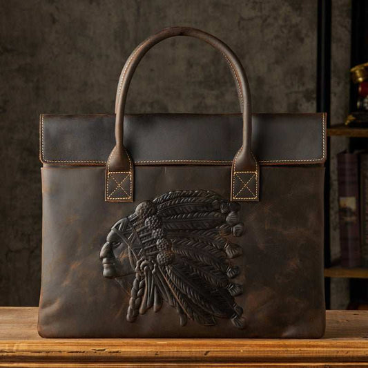 Men's Leather Business Casual Lightweight Briefcase - AMIR BAGS INDIA PRIVATE LIMITED