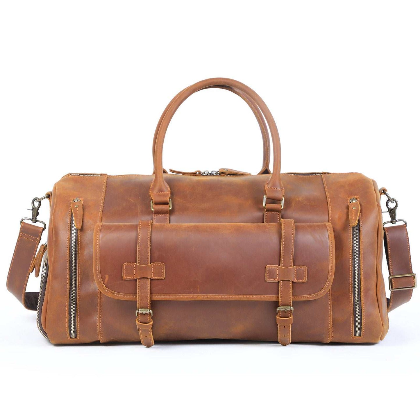 Men's Retro Genuine Leather Super Large Capacity First Layer Cowhide Leather Hand Luggage Bag - AMIR BAGS INDIA PRIVATE LIMITED