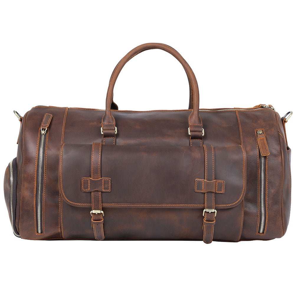 Men's Retro Genuine Leather Super Large Capacity First Layer Cowhide Leather Hand Luggage Bag - AMIR BAGS INDIA PRIVATE LIMITED