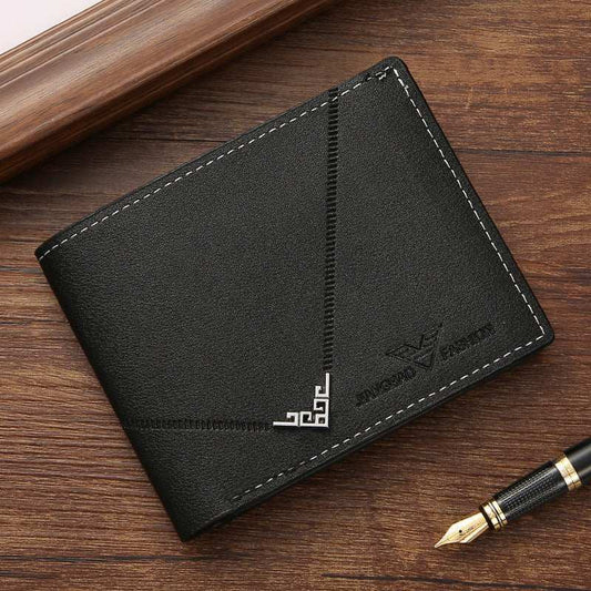 Men's Simplicity Fashion Multi - card - slot Lychee Pattern Short Wallet - AMIR BAGS INDIA PRIVATE LIMITED