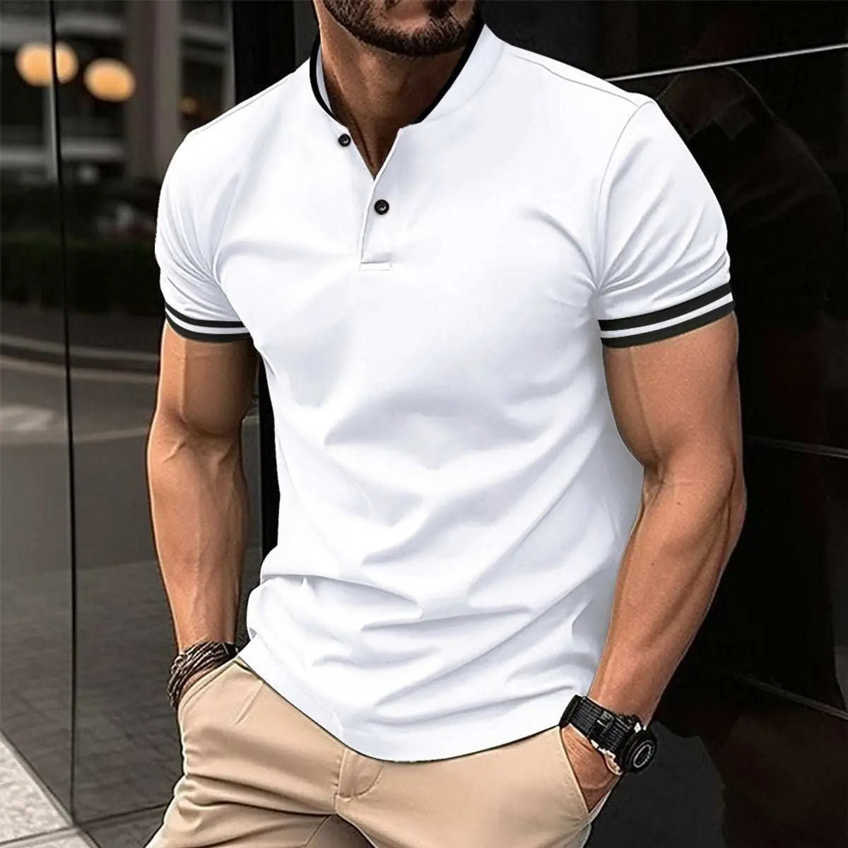 Men's Sports Button Pocket Short SleevedProduct information:Pattern: solid color Color: khaki, red, black, white Size: S,M,L,XL,XXL,XXXL Style: slim fit Main fabric composition: Polyester Fiber (polyester)DropshipmanAMIR BAGS INDIA PRIVATE LIMITEDnull