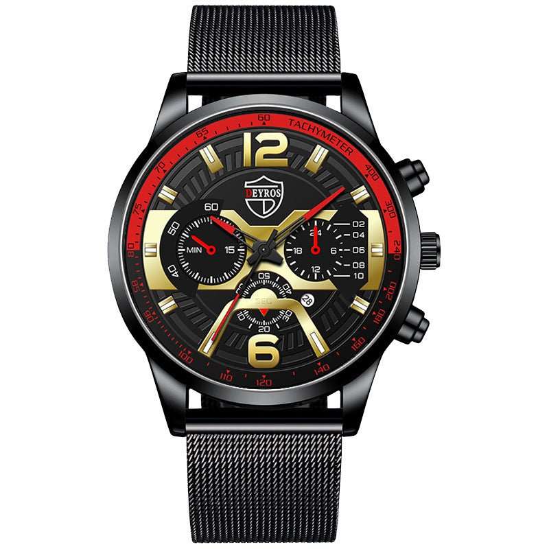 Men's Stainless Steel Calendar Quartz Watch - AMIR BAGS INDIA PRIVATE LIMITED