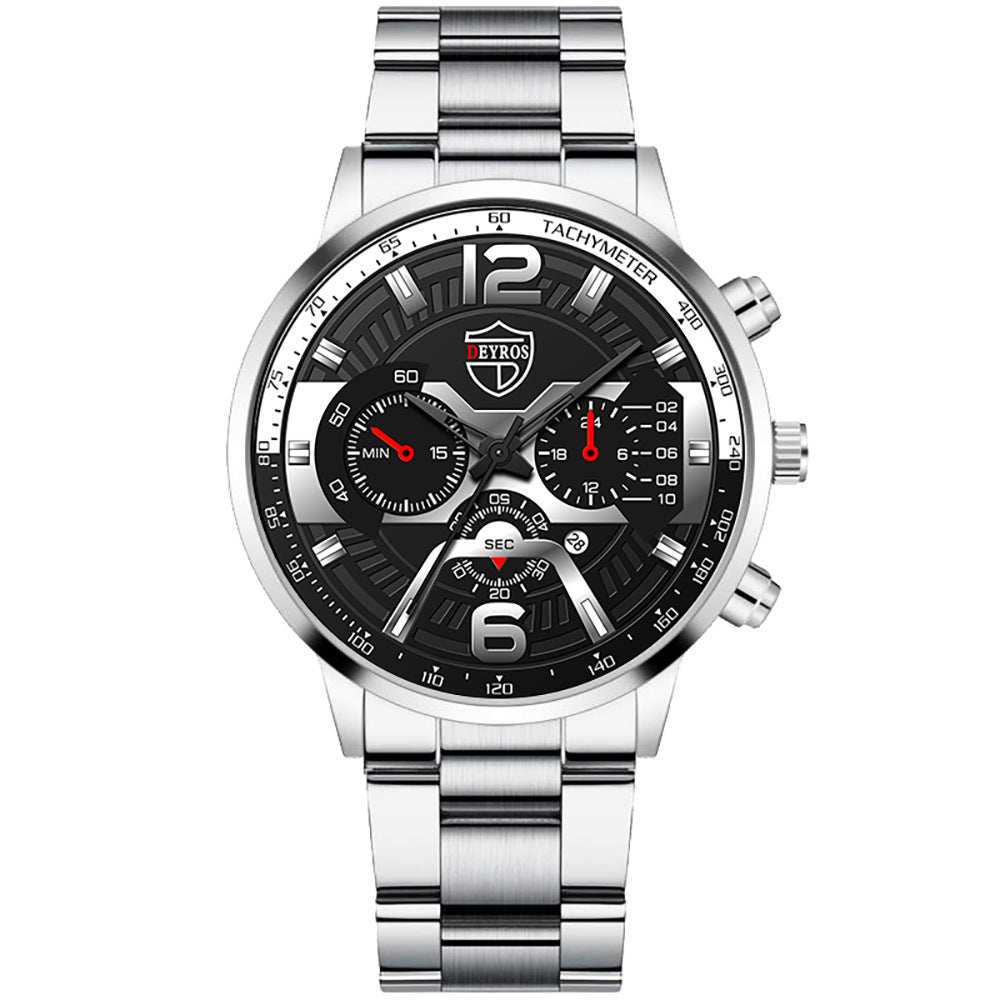 Men's Stainless Steel Calendar Quartz Watch - AMIR BAGS INDIA PRIVATE LIMITED