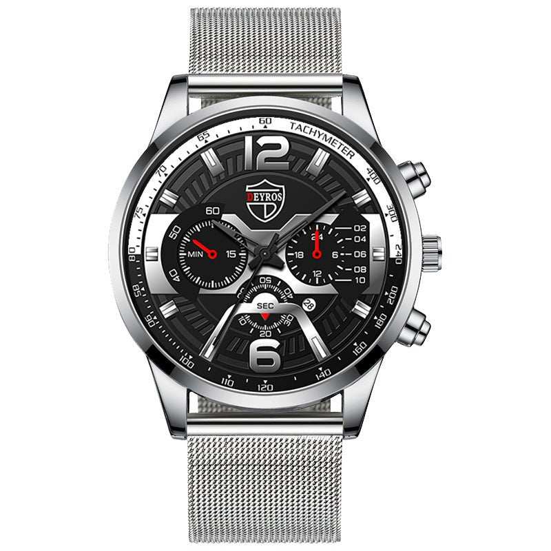 Men's Stainless Steel Calendar Quartz Watch - AMIR BAGS INDIA PRIVATE LIMITED