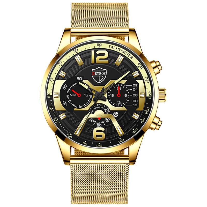 Men's Stainless Steel Calendar Quartz Watch - AMIR BAGS INDIA PRIVATE LIMITED