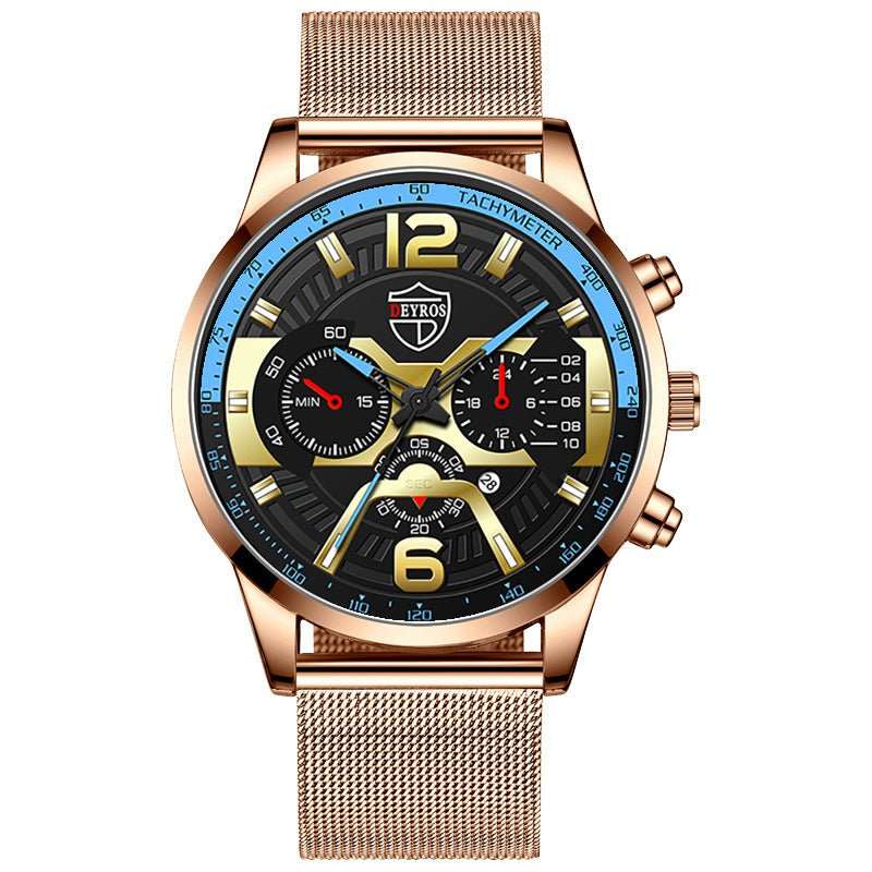 Men's Stainless Steel Calendar Quartz Watch - AMIR BAGS INDIA PRIVATE LIMITED