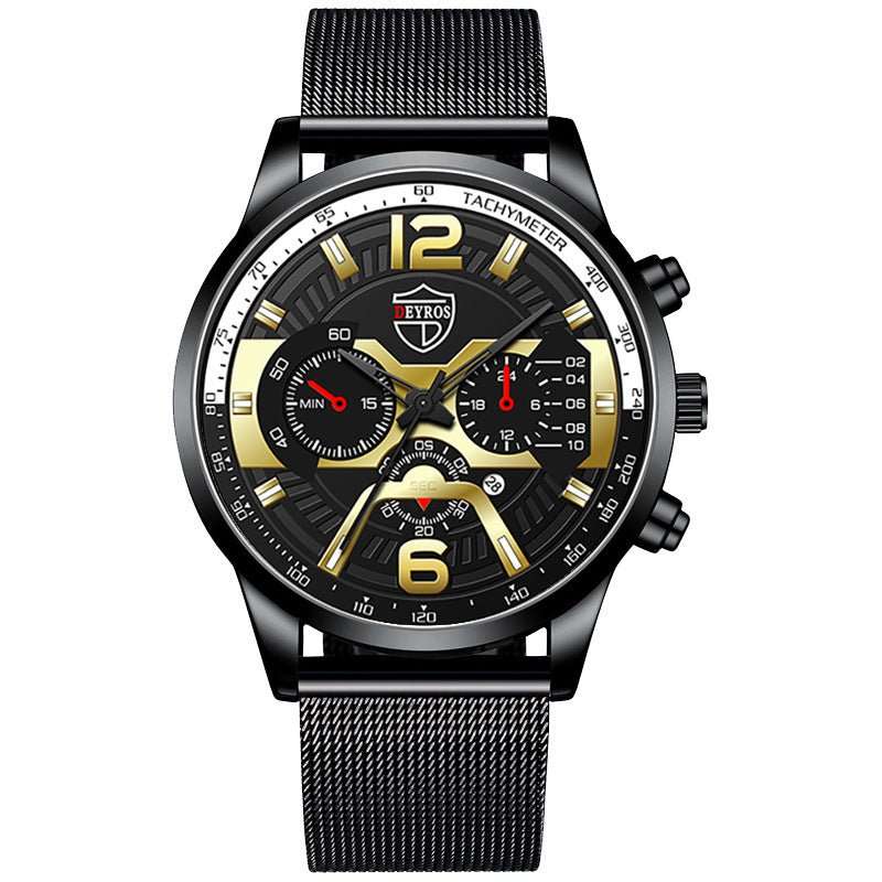 Men's Stainless Steel Calendar Quartz Watch - AMIR BAGS INDIA PRIVATE LIMITED