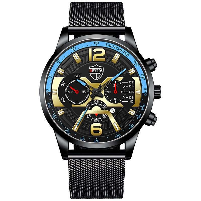 Men's Stainless Steel Calendar Quartz Watch - AMIR BAGS INDIA PRIVATE LIMITED