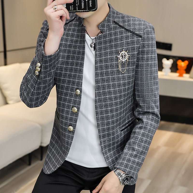Men's Suit Leisure Suit Trendy Coat MenProduct information:Pattern: Plaid Pocket Style: bag cover seam pocket Color: brown/gray/khaki/light green Size: M/L/XL/XXL/3XL/4XL Style: slim fit Lining compositioDropshipmanAMIR BAGS INDIA PRIVATE LIMITEDnull