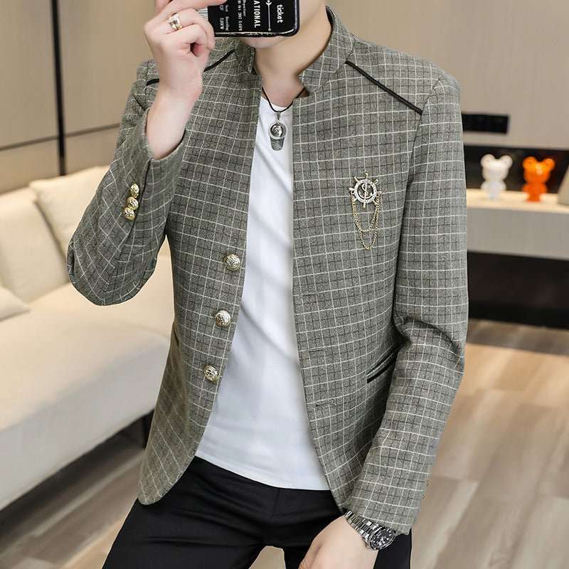 Men's Suit Leisure Suit Trendy Coat MenProduct information:Pattern: Plaid Pocket Style: bag cover seam pocket Color: brown/gray/khaki/light green Size: M/L/XL/XXL/3XL/4XL Style: slim fit Lining compositioDropshipmanAMIR BAGS INDIA PRIVATE LIMITEDnull