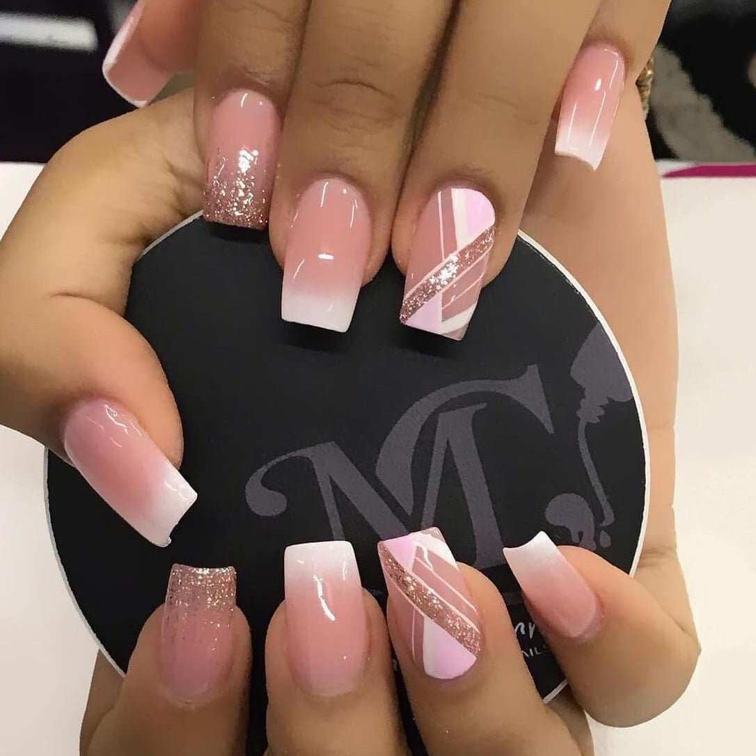 Mid - Length Press On False Nails Gradient Easy Wear Franch Reusable Natural - AMIR BAGS INDIA PRIVATE LIMITED