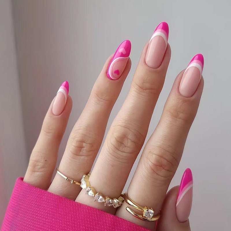 Mid - Length Press On False Nails Gradient Easy Wear Franch Reusable Natural - AMIR BAGS INDIA PRIVATE LIMITED