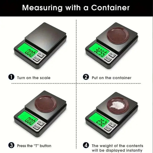 Mini high - precision LCD digital pocket scale 1kg/0.1g 500g/0.01g jewelry scale food scale kitchen mini gram scale with backlight - AMIR BAGS INDIA PRIVATE LIMITED