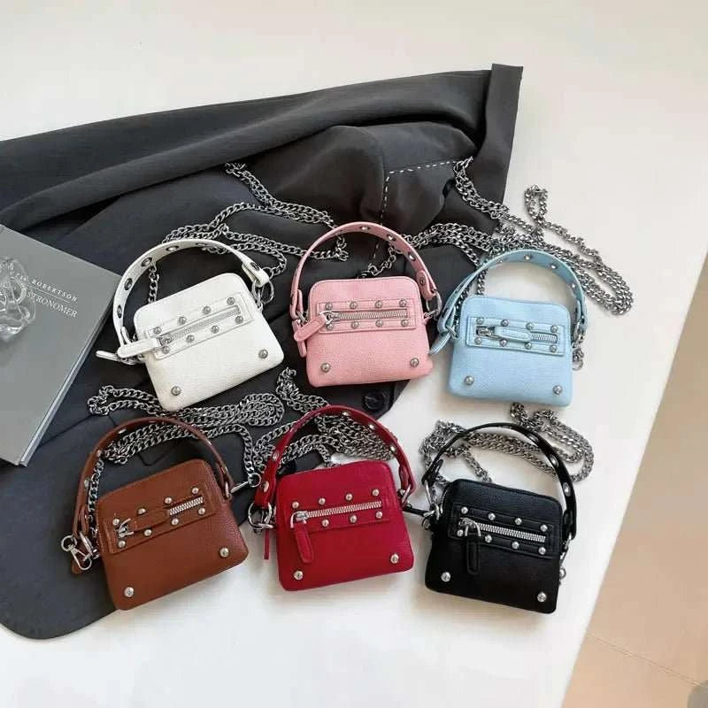 Mini Sling Bag Fashion Dress Accessory Punk Style Casual Crossbody Chest Bag Zipper Mini Mobile Phone Bag Underarm Purse - AMIR BAGS INDIA PRIVATE LIMITED