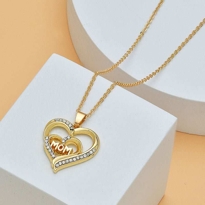 Mother's Day Mom Heart Shape With Diamond Letter Necklace For Women Fine Jewelry Women Accessories Fashion Jewelry - AMIR BAGS INDIA PRIVATE LIMITED