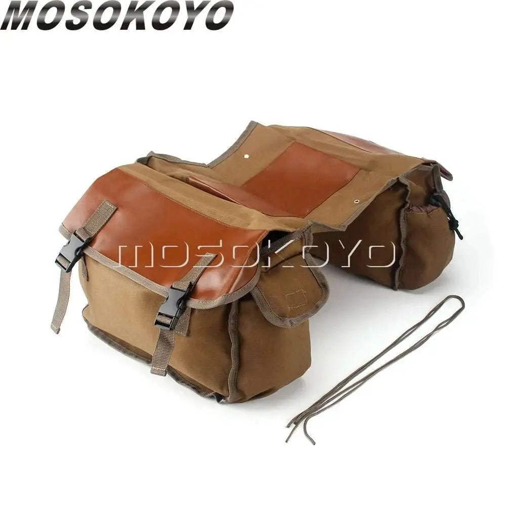 Motorcycle Saddlebag Luggage Bag Canvas Panniers Box Scooter Bicycle Stroage Bag For Honda Shadow Suzuki DR Bonneville Sportster - AMIR BAGS INDIA PRIVATE LIMITED