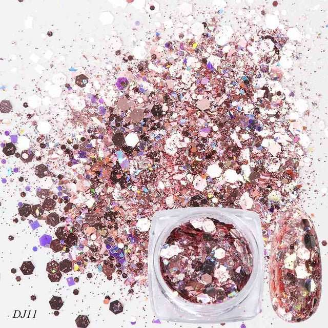 Nail Art Glitter 12 Color Light Change Onion Pink Symphony Glitter Sequin - AMIR BAGS INDIA PRIVATE LIMITED